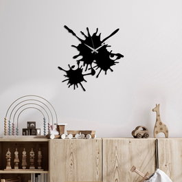 Wallity Reloj de Pared Decorativo de Metal Negro